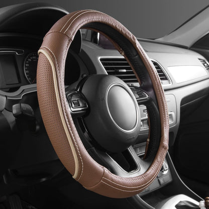 Car Pass Colour Piping Leather Universal Fit Steering Wheel Cover,Perfectly fit for 14.5-15 inches for Various Vehicles SUVs,Vans,Sedans,Cars (Black &amp; Mint)