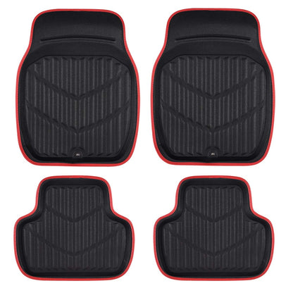 CAR PASS 4 Piece Leather Car Floor Mats -3D Cute Girly Waterproof All Weather Car Mat Full Set, Universal Trim to Fit &amp; Anti-Slip Burr Bottom &amp; Light Easy Clean for SUV Truck Auto Sedan Van(Pink)