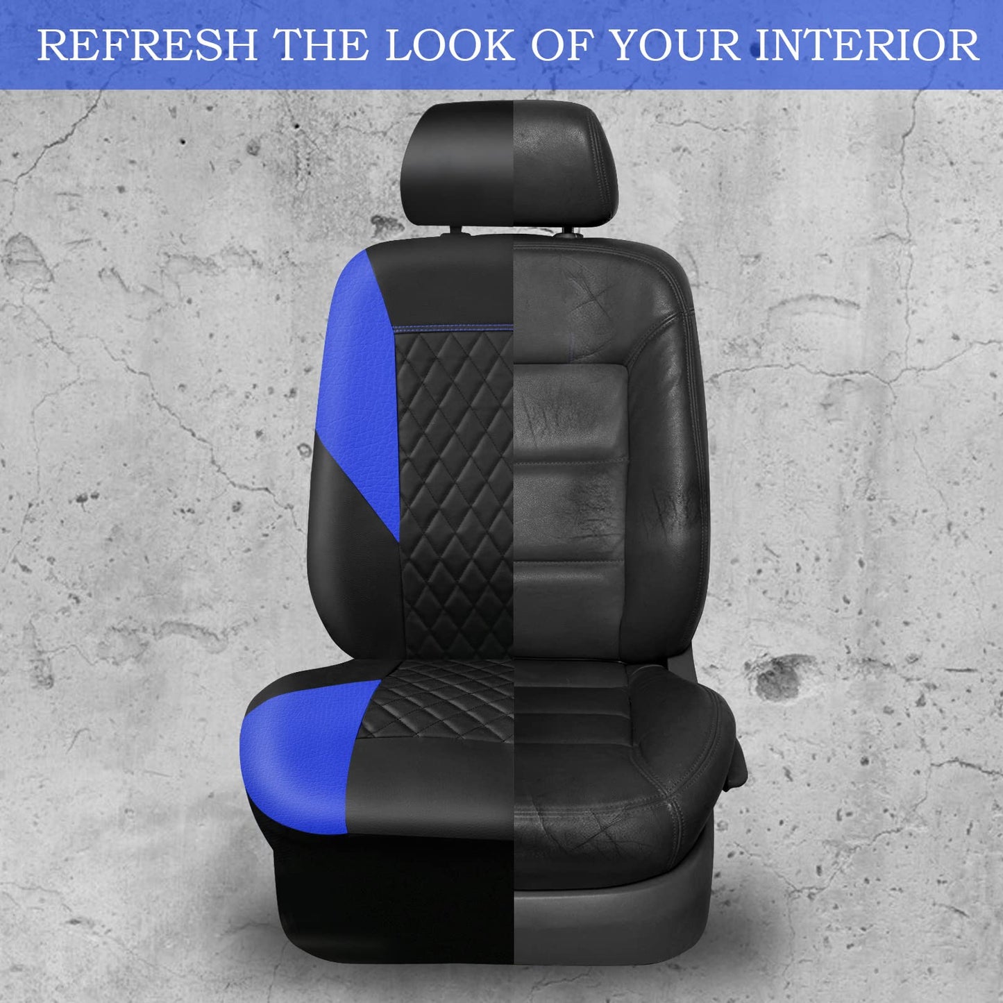 CAR PASS Quilting Leather Seat Cover Two Front Seats Only, Universal Fit Automotive Front Seat Covers Waterproof Deluxe PU Premium Vinyl Luxury for Cars Sedan Van SUV Airbag Compatible 2 Pieces,Black