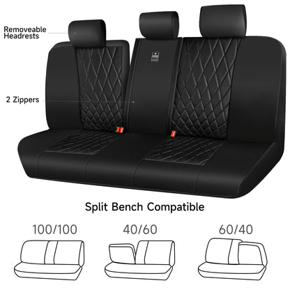 CAR PASS Piping Luxury Faux PU Leather Two Front Car Seat Covers, Waterproof Anti Slip Seat Covers Compatible with Front Seat Armrests,Universal Fit for Suvs,Vans,Trucks, Airbag Compatible(All Black)