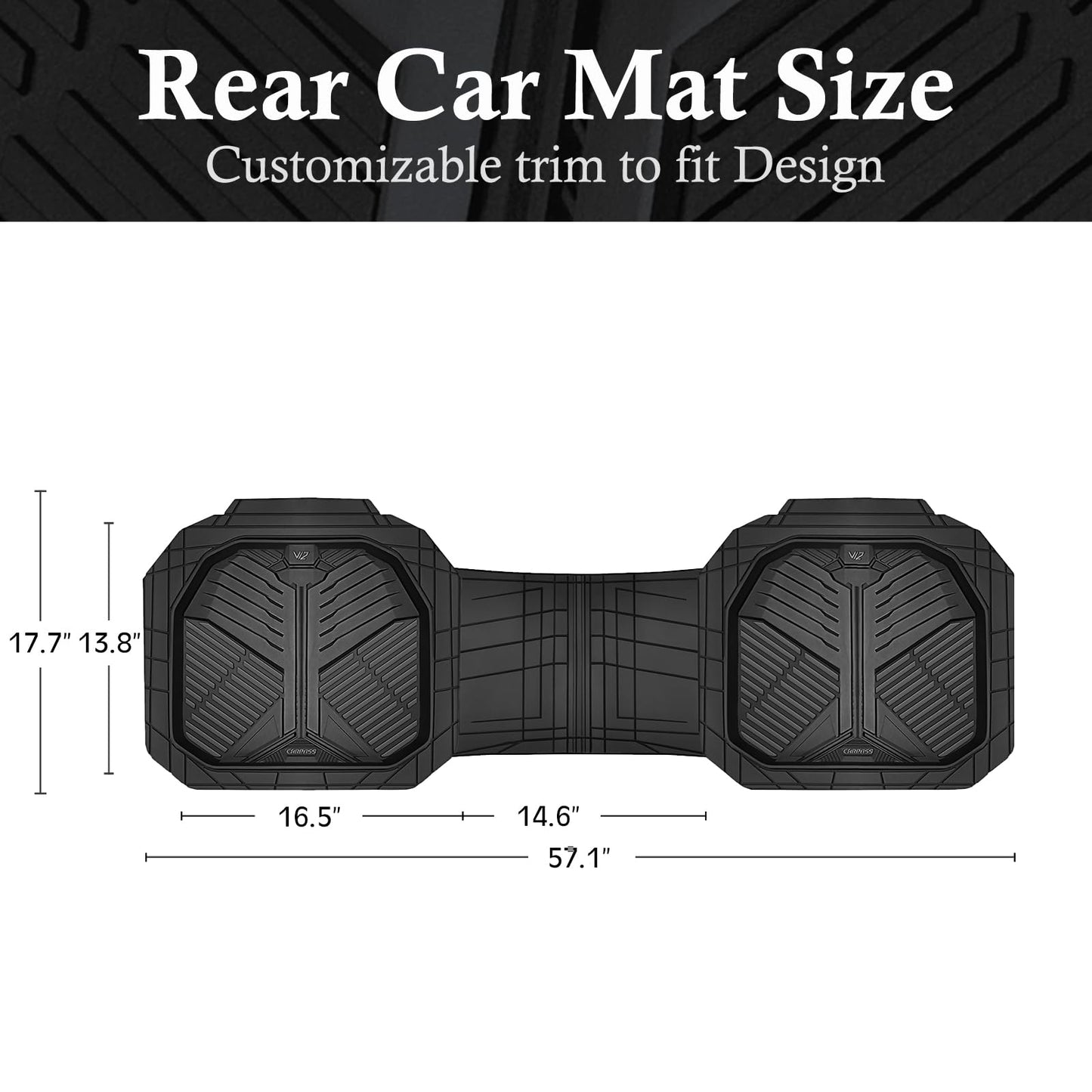 CAR PASS Heavy Duty Rubber Car Mats, Deep-Dish Odorless Car Floor Mats All Weather, Universal Trim-to-Fit for SUVs Trucks Sedans, Waterproof Anti-Slip, 3 Pieces V12 Black