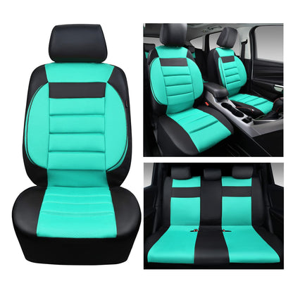 CAR PASS 3D Foam Leather Car Seat Covers Two Front Seats only, Air Cool Mesh Thick Seat Covers, All Weather Car Seat Cover Comfort &amp; Protection for Truck,SUV,Sedan,Van, Airbag Compatible (Black)