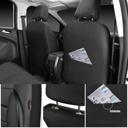 CAR PASS Leather Car Seat Covers Front Seats Only, 3D Foam Support Car Seat Covers, Universal fit for Trucks Vans SUVs Sedans Automotive Comfortable, Airbag Compatible 2 Pieces Front Solid Black