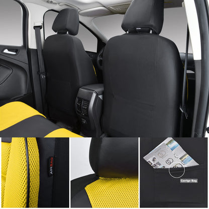 CAR PASS 3D Foam Leather Car Seat Covers Two Front Seats only, Air Cool Mesh Thick Seat Covers, All Weather Car Seat Cover Comfort &amp; Protection for Truck,SUV,Sedan,Van, Airbag Compatible (Black)