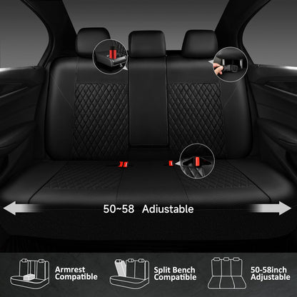 CAR PASS Quilting Leather Seat Cover Two Front Seats Only, Universal Fit Automotive Front Seat Covers Waterproof Deluxe PU Premium Vinyl Luxury for Cars Sedan Van SUV Airbag Compatible 2 Pieces,Black