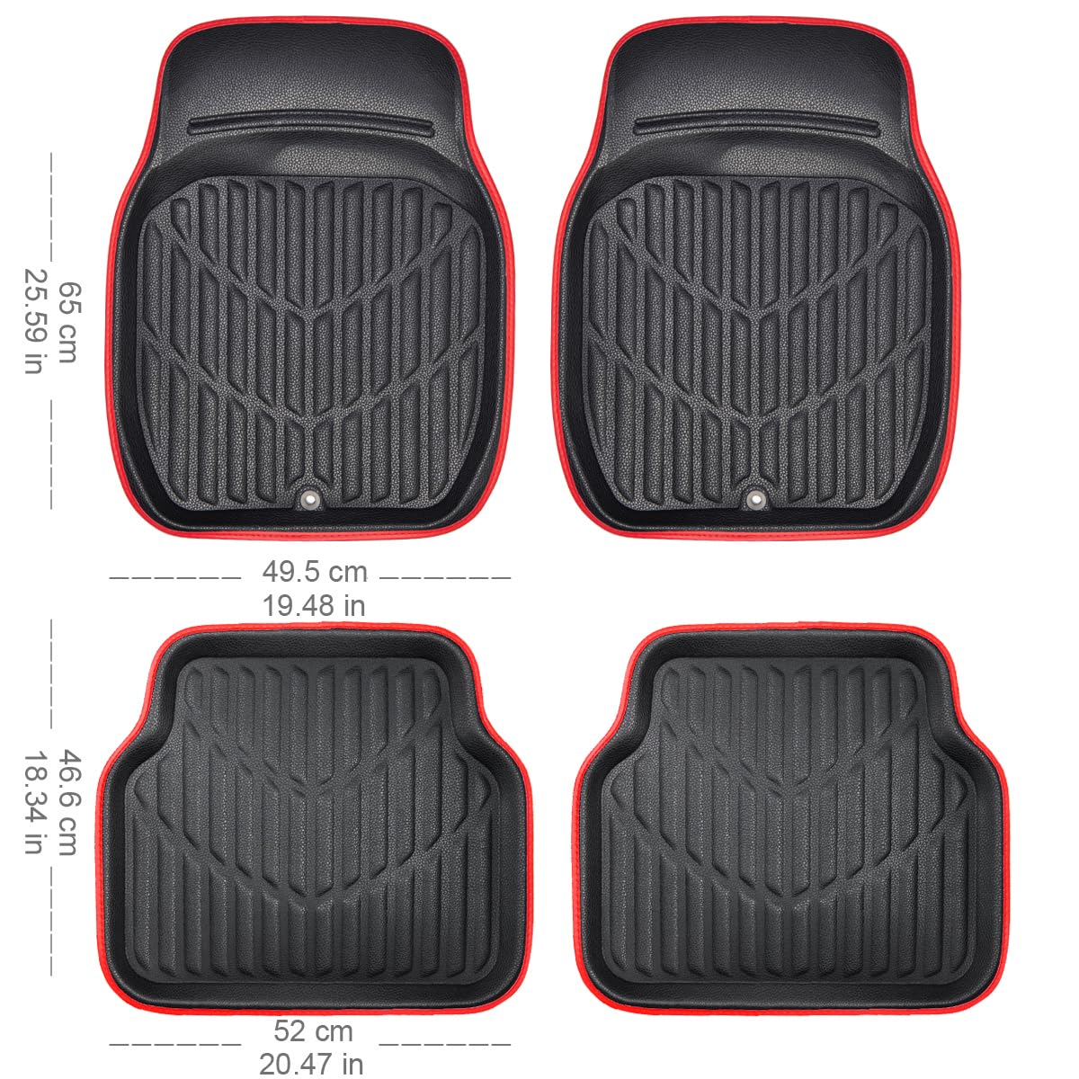 CAR PASS 4 Piece Leather Car Floor Mats -3D Cute Girly Waterproof All Weather Car Mat Full Set, Universal Trim to Fit &amp; Anti-Slip Burr Bottom &amp; Light Easy Clean for SUV Truck Auto Sedan Van(Pink)