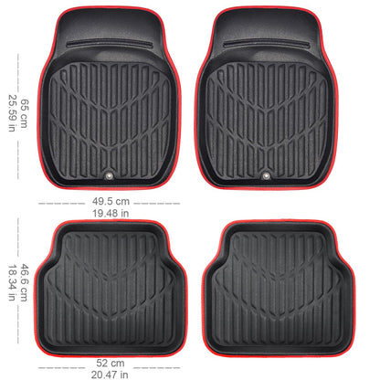 CAR PASS 4 Piece Leather Car Floor Mats -3D Cute Girly Waterproof All Weather Car Mat Full Set, Universal Trim to Fit &amp; Anti-Slip Burr Bottom &amp; Light Easy Clean for SUV Truck Auto Sedan Van(Pink)