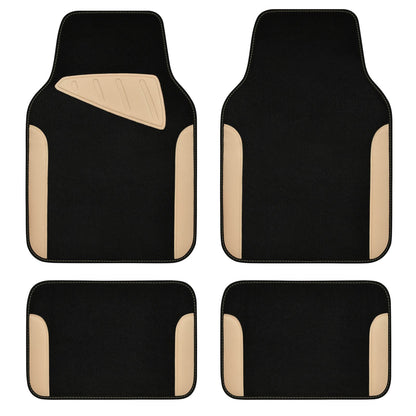 CAR-PASS Waterproof Universal Fit Car Floor Mats, Car Mats Fit for SUV,Vans,sedans, Trucks,Set of 4pcs Car Carpet with Driver Heel Pad (Beige)