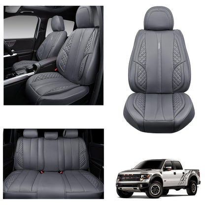 CAR PASS Nappa PU Leather Car Seat Covers Full Set Waterproof Protector Durable Cushioned,Universal Fit for Sedan SUV Pick-up Truck,Automotive, Anti-Slip and Backseat Luxury Premium Deluxe(Black)