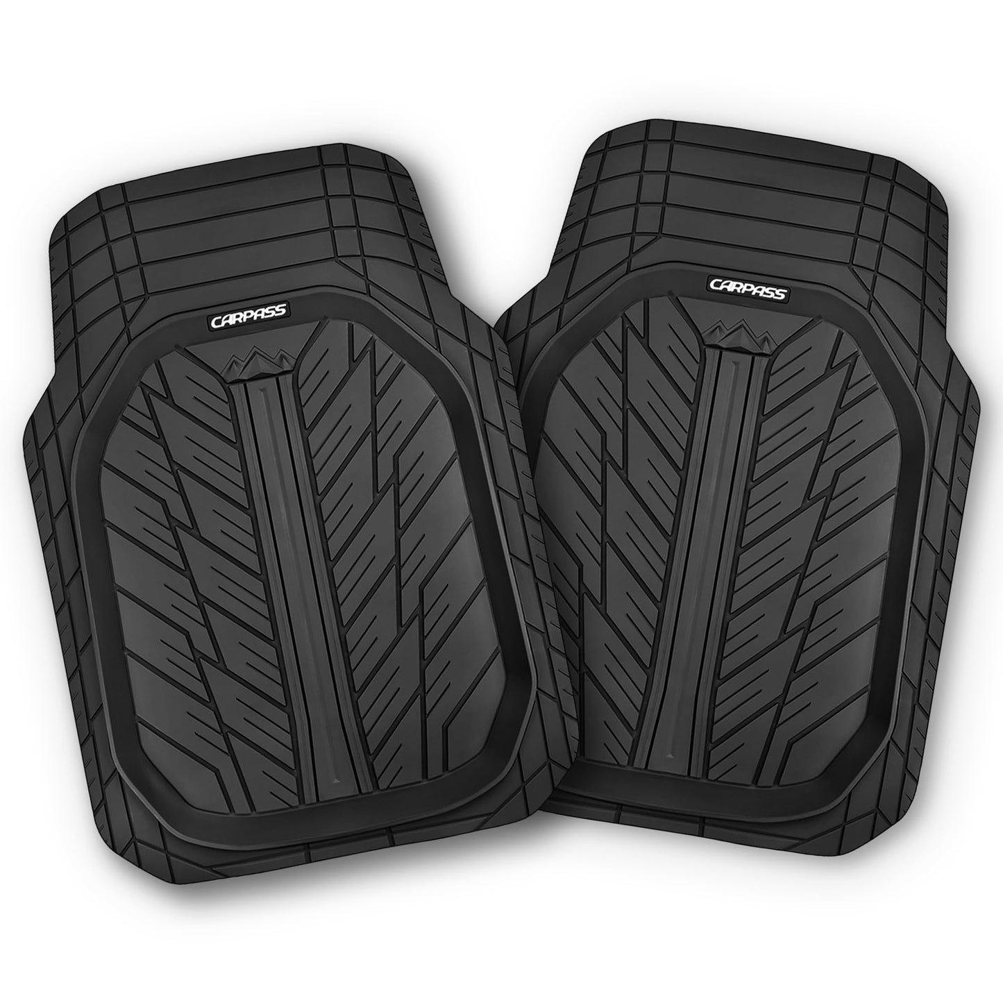 CAR PASS DeepDish Floor Mats for Cars, Heavy Duty Rubber Car Mats 3-Piece, Universal M~XL Size Trim-to Fit Automotive Floor Mats for Truck Van SUV Durable Waterproof All Weather Car Mats (Solid Black)