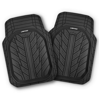 CAR PASS DeepDish Floor Mats for Cars, Heavy Duty Rubber Car Mats 3-Piece, Universal M~XL Size Trim-to Fit Automotive Floor Mats for Truck Van SUV Durable Waterproof All Weather Car Mats (Solid Black)