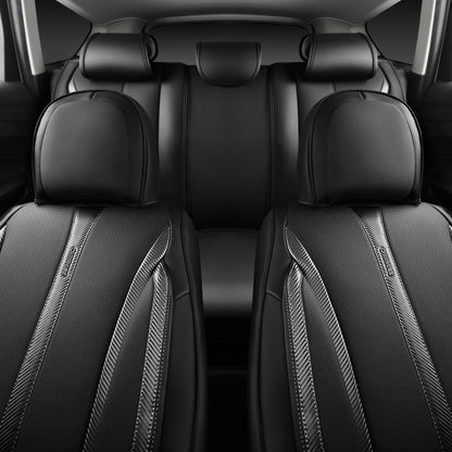 CAR Pass Nappa Leather Car Seat Covers, Durable Waterproof Luxury Universal for SUV Pick-up Truck Sedan, Anti-Slip Driver 5 Seats Covers Full Set with Backrest (Black Chameleon Iridescent Reflective)