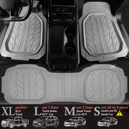 CAR PASS DeepDish Floor Mats for Cars, Heavy Duty Rubber Car Mats 3-Piece, Universal M~XL Size Trim-to Fit Automotive Floor Mats for Truck Van SUV Durable Waterproof All Weather Car Mats (Solid Black)