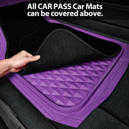 CAR PASS Heavy Duty Rubber Car Mats, Deep Dish All-Weather Floor Mat for Car Full Set Durable Anti-Slip 3D Rhombus Waterproof Trim to Fit Liner Universal Fit Automotive,Sedan,SUV,Truck, 3 Piece Black