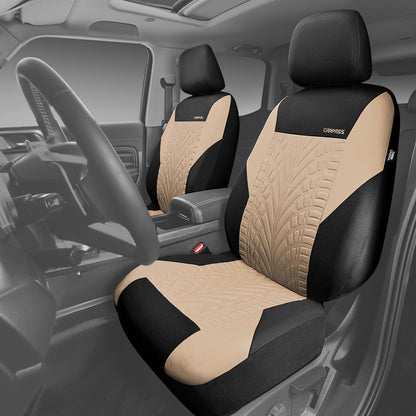 CAR PASS Car Seat Covers Full Sets, Front &amp; Split Rear Bench for Car, 3D Tyre Embossed Automotive Interior Covers, Airbag Compatible, Quick Setup Universal Fit Seat Covers for Car, SUV(All Black)