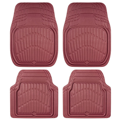 CAR PASS 4 Piece Leather Car Floor Mats -3D Cute Girly Waterproof All Weather Car Mat Full Set, Universal Trim to Fit &amp; Anti-Slip Burr Bottom &amp; Light Easy Clean for SUV Truck Auto Sedan Van(Pink)