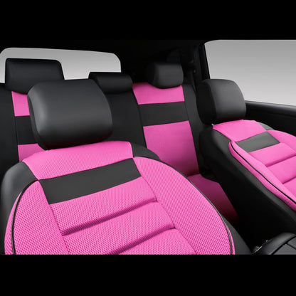 CAR PASS 3D Foam Leather Car Seat Covers Two Front Seats only, Air Cool Mesh Thick Seat Covers, All Weather Car Seat Cover Comfort &amp; Protection for Truck,SUV,Sedan,Van, Airbag Compatible (Black)