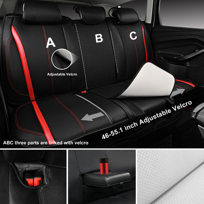 CAR Pass Nappa Leather Car Seat Covers, Durable Waterproof Luxury Universal for SUV Pick-up Truck Sedan, Anti-Slip Driver 5 Seats Covers Full Set with Backrest (Black Chameleon Iridescent Reflective)