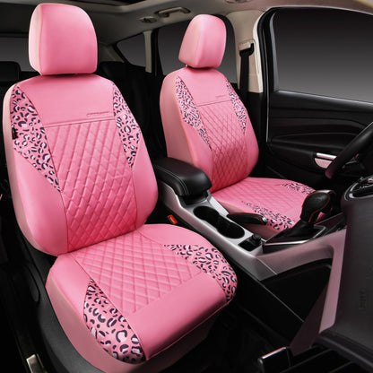 CAR PASS Quilting Leather Seat Cover Two Front Seats Only, Universal Fit Automotive Front Seat Covers Waterproof Deluxe PU Premium Vinyl Luxury for Cars Sedan Van SUV Airbag Compatible 2 Pieces,Black