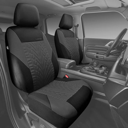 CAR PASS Car Seat Covers Full Sets, Front &amp; Split Rear Bench for Car, 3D Tyre Embossed Automotive Interior Covers, Airbag Compatible, Quick Setup Universal Fit Seat Covers for Car, SUV(All Black)