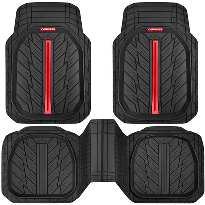 CAR PASS DeepDish Floor Mats for Cars, Heavy Duty Rubber Car Mats 3-Piece, Universal M~XL Size Trim-to Fit Automotive Floor Mats for Truck Van SUV Durable Waterproof All Weather Car Mats (Solid Black)