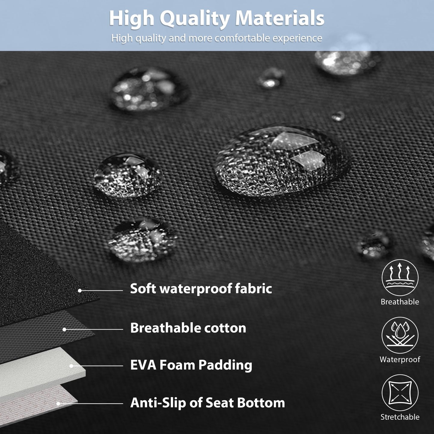 CAR PASS Neoprene Waterproof Seat Covers, Universal Fit Black Full Sets, Protective Interior Covers for Auto SUV, Vans, Sedans, Trucks