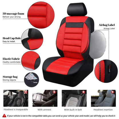 CAR PASS 3D Foam Leather Car Seat Covers Two Front Seats only, Air Cool Mesh Thick Seat Covers, All Weather Car Seat Cover Comfort &amp; Protection for Truck,SUV,Sedan,Van, Airbag Compatible (Black)