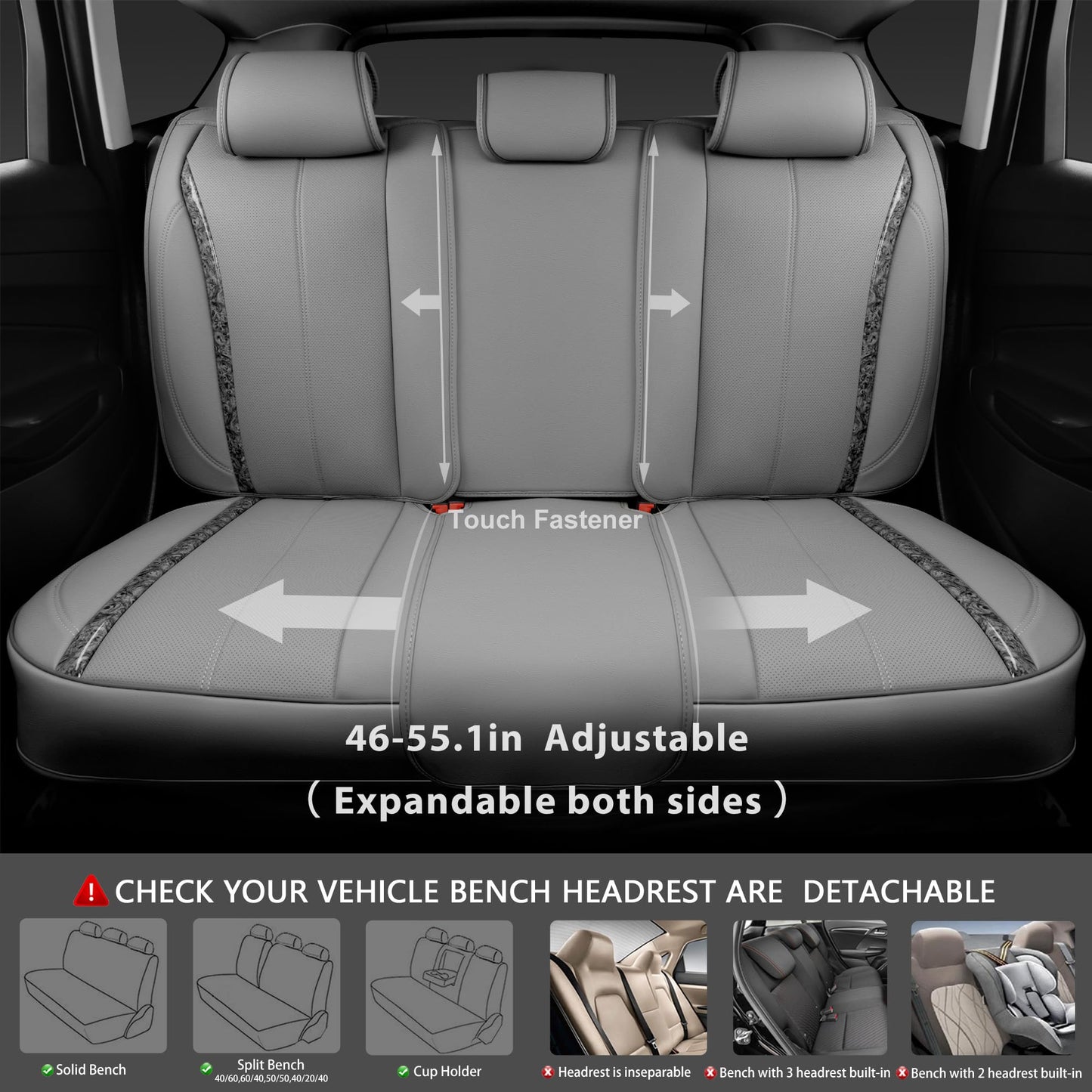 CAR Pass Nappa Leather Car Seat Covers, Durable Waterproof Luxury Universal for SUV Pick-up Truck Sedan, Anti-Slip Driver 5 Seats Covers Full Set with Backrest (Black Chameleon Iridescent Reflective)