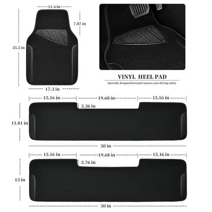 CAR PASS Waterproof Universal Fit Car Floor Mats, Faux Leather Car Carpet Mats, Black Car Mats with Anti-Slip Nibbs Backing &amp; Driver Heel Pad Fit for SUV,Vans,sedans, Trucks,Set of 4pcs(All Black)