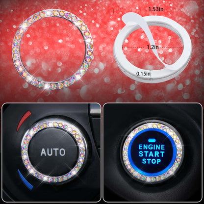 CAR PASS 7 PCS Bling Car Accessories for Women, Sparkly Rhinestone Diamond Steering Wheel Cover, Bling Seat Belt Cushion, Glitter Shift Knob Cover, Car Cup Holder Coaster, Cute Interior Sets Silver