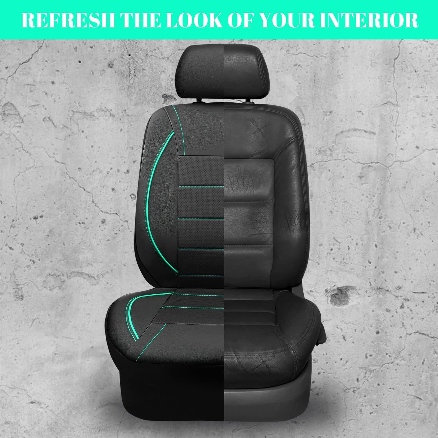 CAR PASS Universal Reflect Piping Leather Car Seat Cover, Fit for suvs,Van,Trucks,Airbag Compatible,Inside Zipper Design and Reserved Opening Holes (Full Set, Black and Grey)