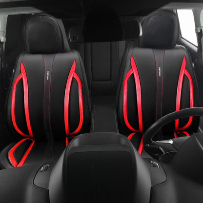 CAR Pass Nappa Leather Car Seat Covers, Durable Waterproof Luxury Universal for SUV Pick-up Truck Sedan, Anti-Slip Driver 5 Seats Covers Full Set with Backrest (Black Chameleon Iridescent Reflective)