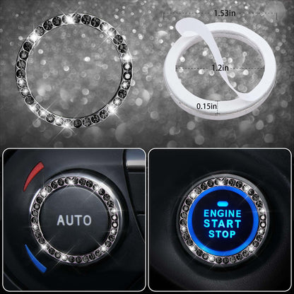 CAR PASS 7 PCS Bling Car Accessories for Women, Sparkly Rhinestone Diamond Steering Wheel Cover, Bling Seat Belt Cushion, Glitter Shift Knob Cover, Car Cup Holder Coaster, Cute Interior Sets Silver