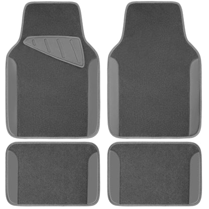 CAR PASS Waterproof Universal Fit Car Floor Mats, Faux Leather Car Carpet Mats, Black Car Mats with Anti-Slip Nibbs Backing &amp; Driver Heel Pad Fit for SUV,Vans,sedans, Trucks,Set of 4pcs(All Black)