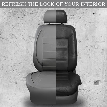 CAR PASS Universal Reflect Piping Leather Car Seat Cover, Fit for suvs,Van,Trucks,Airbag Compatible,Inside Zipper Design and Reserved Opening Holes (Full Set, Black and Grey)