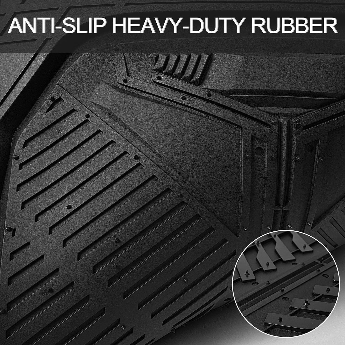 CAR PASS Heavy Duty Rubber Car Mats, Deep-Dish Odorless Car Floor Mats All Weather, Universal Trim-to-Fit for SUVs Trucks Sedans, Waterproof Anti-Slip, 3 Pieces V12 Black