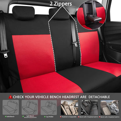 CAR PASS Seat Cover Full Sets, 3D Air Mesh Car Seat Cover with 5mm Composite Sponge Inside,Airbag Compatible Universal Fit for SUV,Vans,sedans, Trucks, Automotive Interior Covers(All Black)