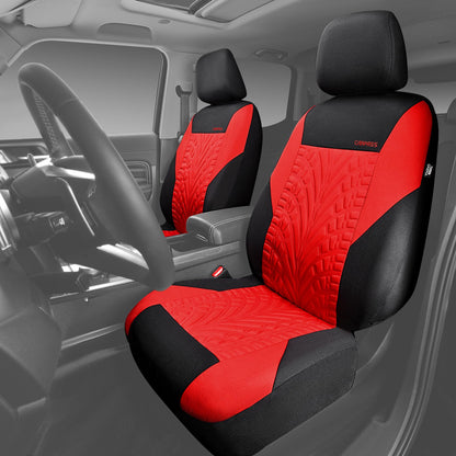 CAR PASS Car Seat Covers Full Sets, Front &amp; Split Rear Bench for Car, 3D Tyre Embossed Automotive Interior Covers, Airbag Compatible, Quick Setup Universal Fit Seat Covers for Car, SUV(All Black)