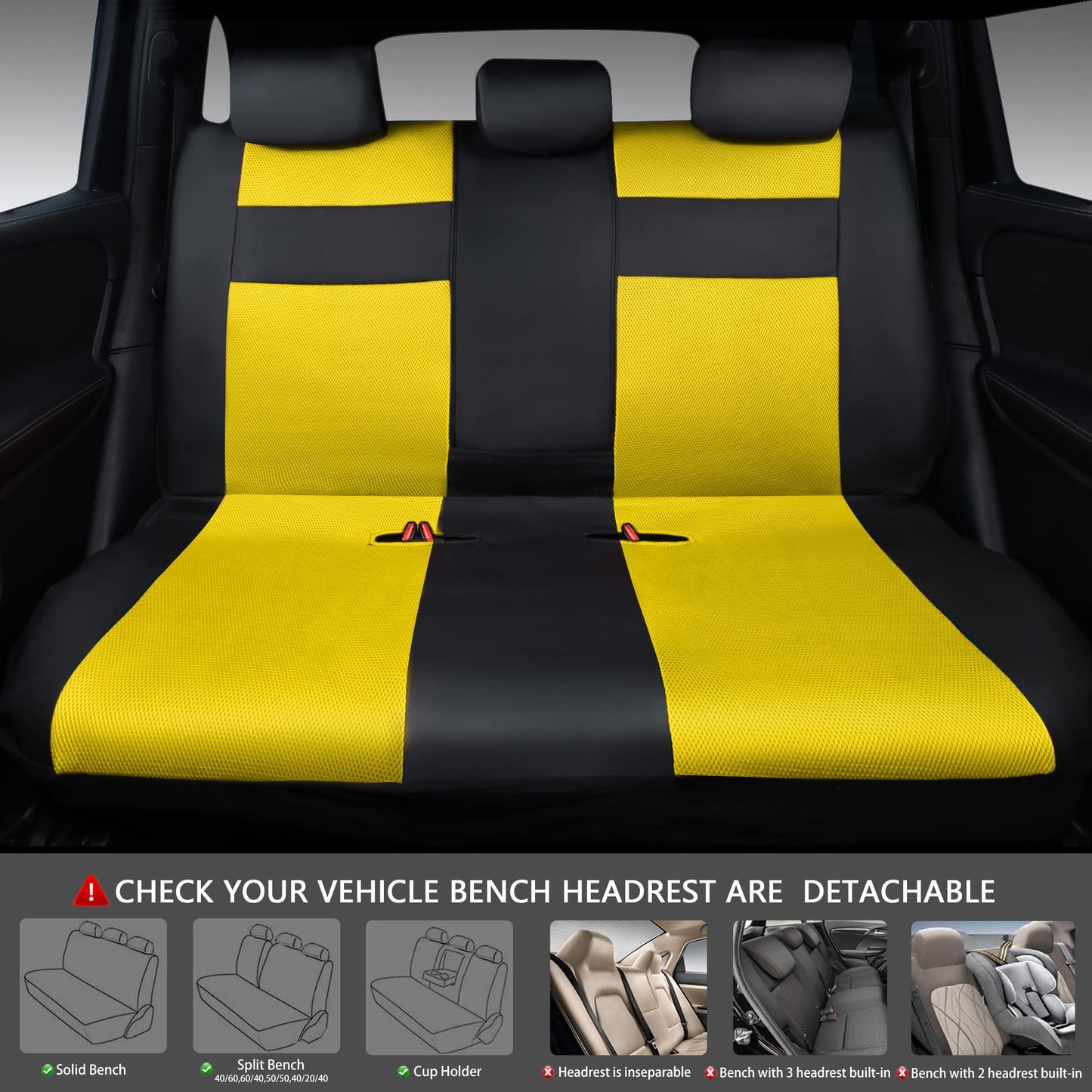 CAR PASS 3D Foam Leather Car Seat Covers Two Front Seats only, Air Cool Mesh Thick Seat Covers, All Weather Car Seat Cover Comfort &amp; Protection for Truck,SUV,Sedan,Van, Airbag Compatible (Black)