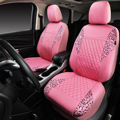 CAR PASS Quilting Leather Seat Cover Two Front Seats Only, Universal Fit Automotive Front Seat Covers Waterproof Deluxe PU Premium Vinyl Luxury for Cars Sedan Van SUV Airbag Compatible 2 Pieces,Black