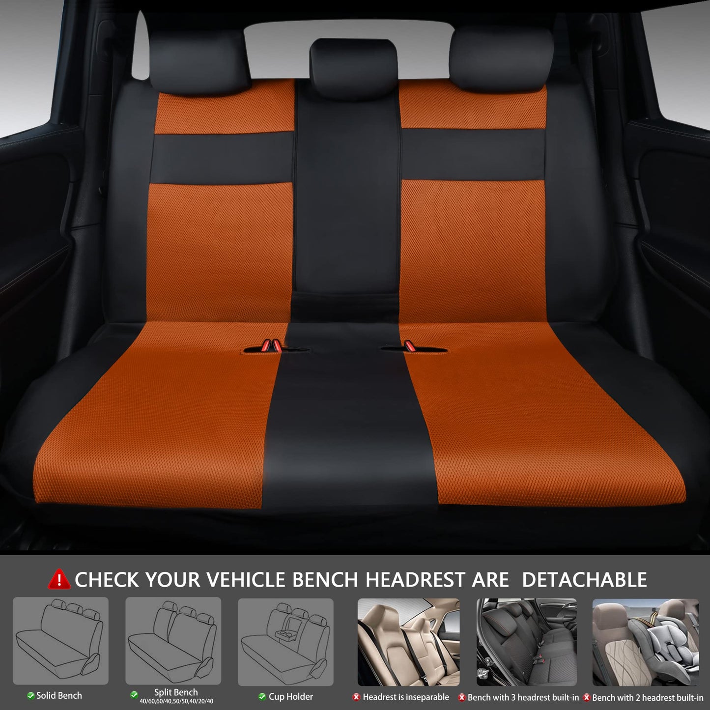 CAR PASS 3D Foam Leather Car Seat Covers Two Front Seats only, Air Cool Mesh Thick Seat Covers, All Weather Car Seat Cover Comfort &amp; Protection for Truck,SUV,Sedan,Van, Airbag Compatible (Black)