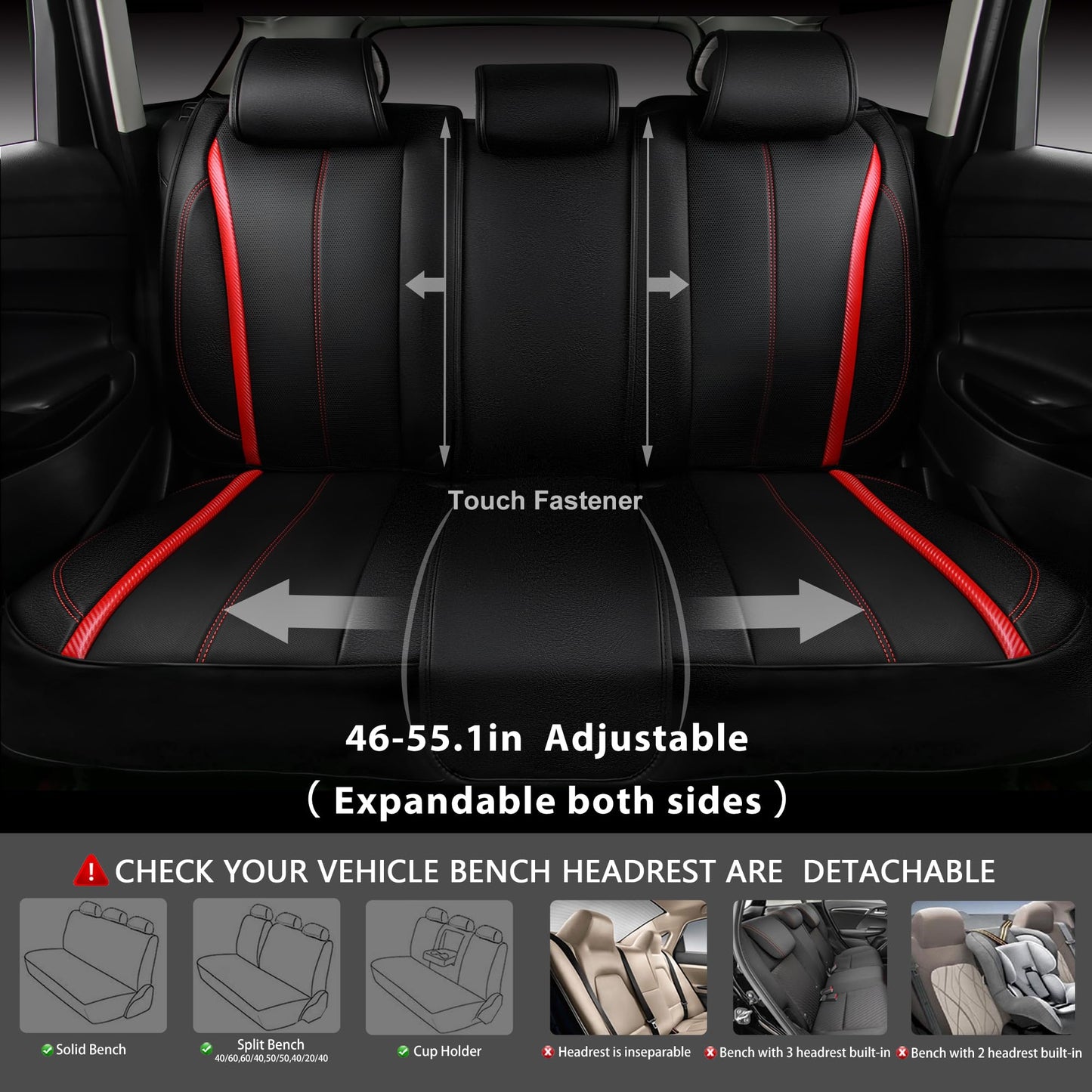 CAR Pass Nappa Leather Car Seat Covers, Durable Waterproof Luxury Universal for SUV Pick-up Truck Sedan, Anti-Slip Driver 5 Seats Covers Full Set with Backrest (Black Chameleon Iridescent Reflective)