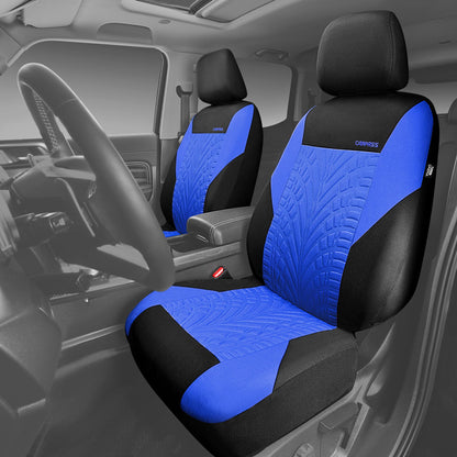 CAR PASS Car Seat Covers Full Sets, Front &amp; Split Rear Bench for Car, 3D Tyre Embossed Automotive Interior Covers, Airbag Compatible, Quick Setup Universal Fit Seat Covers for Car, SUV(All Black)