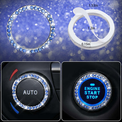 CAR PASS 7 PCS Bling Car Accessories for Women, Sparkly Rhinestone Diamond Steering Wheel Cover, Bling Seat Belt Cushion, Glitter Shift Knob Cover, Car Cup Holder Coaster, Cute Interior Sets Silver