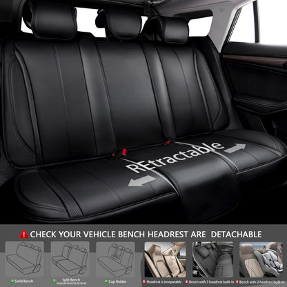 CAR Pass Nappa Leather Car Seat Covers, Durable Waterproof Luxury Universal for SUV Pick-up Truck Sedan, Anti-Slip Driver 5 Seats Covers Full Set with Backrest (Black Chameleon Iridescent Reflective)