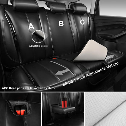 CAR Pass Nappa Leather Car Seat Covers, Durable Waterproof Luxury Universal for SUV Pick-up Truck Sedan, Anti-Slip Driver 5 Seats Covers Full Set with Backrest (Black Chameleon Iridescent Reflective)