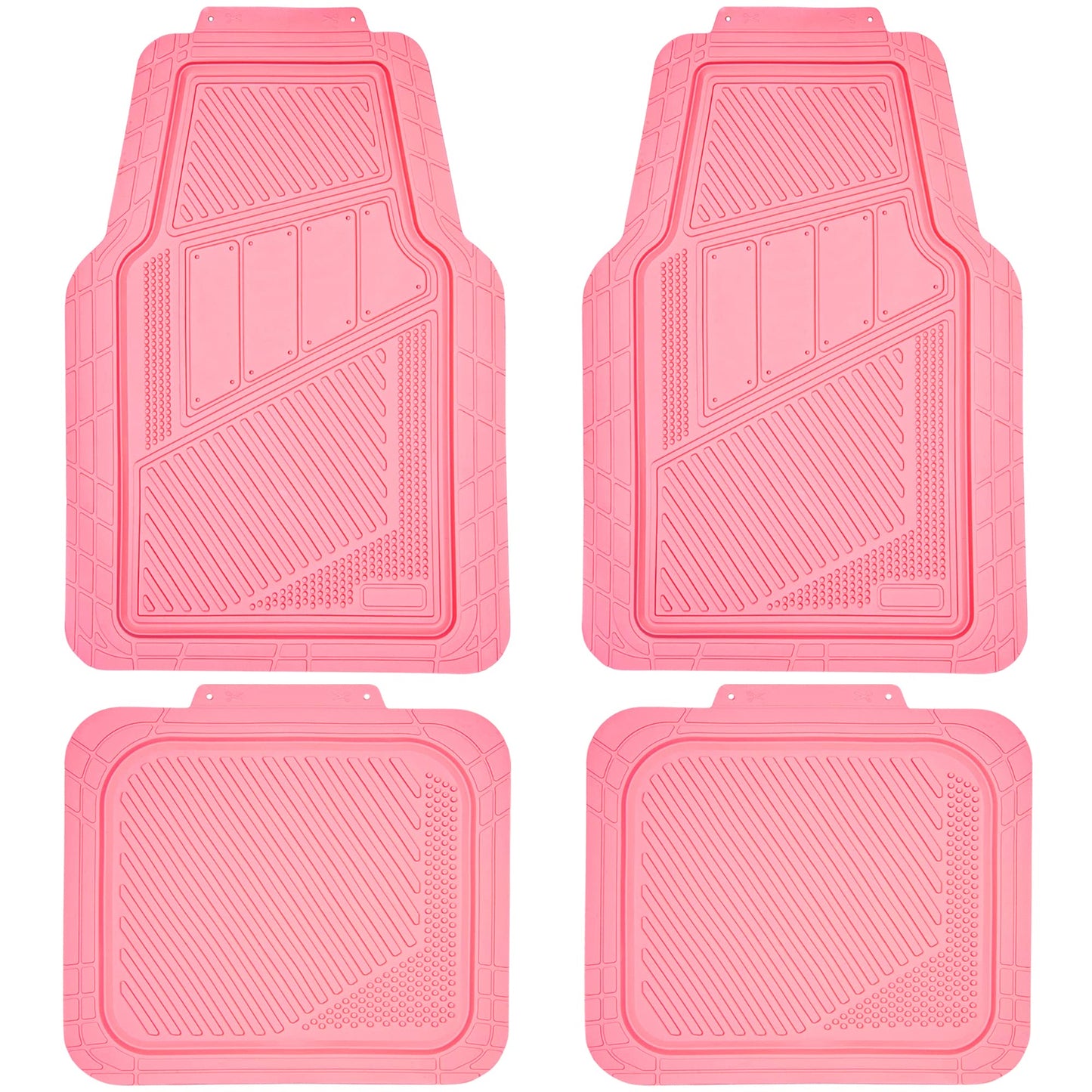 CAR PASS Heavy Duty Rubber Floor Mats Pink 4-Piece Car Mat Set - Universal Waterproof for SUV Truck, Durable All-Weather Mats，Car Women,Girly(All Pink)