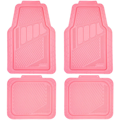 CAR PASS Heavy Duty Rubber Floor Mats Pink 4-Piece Car Mat Set - Universal Waterproof for SUV Truck, Durable All-Weather Mats，Car Women,Girly(All Pink)