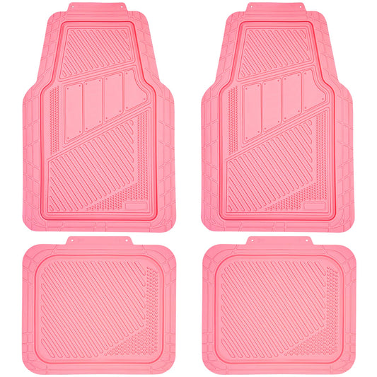 CAR PASS Heavy Duty Rubber Floor Mats Pink 4-Piece Car Mat Set - Universal Waterproof for SUV Truck, Durable All-Weather Mats，Car Women,Girly(All Pink)