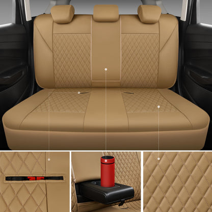 CAR PASS Quilting Leather Seat Cover Two Front Seats Only, Universal Fit Automotive Front Seat Covers Waterproof Deluxe PU Premium Vinyl Luxury for Cars Sedan Van SUV Airbag Compatible 2 Pieces,Black